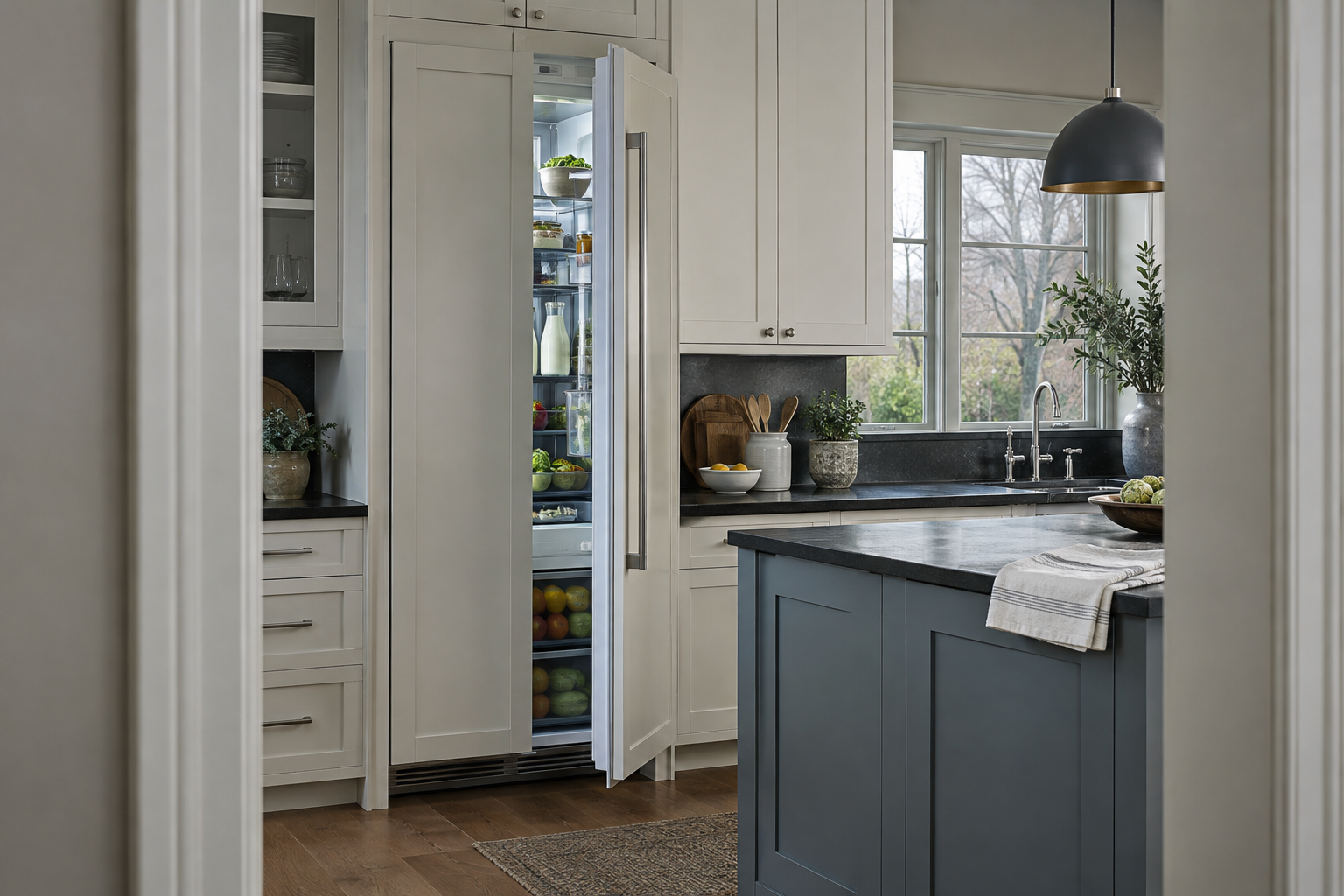 Illustrative Thermador refrigerator in a residential kitchen — AI image for Sub-Zero Repair Briarcliff Manor
