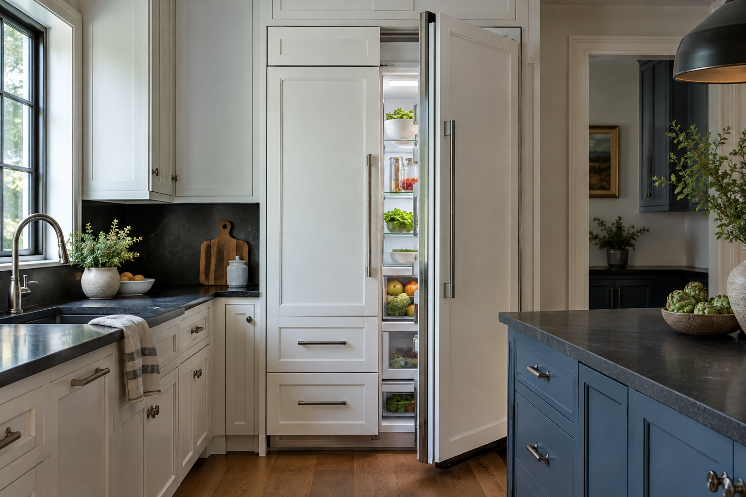 Illustrative Thermador refrigerator in a residential kitchen — AI image for Sub-Zero Repair Briarcliff Manor