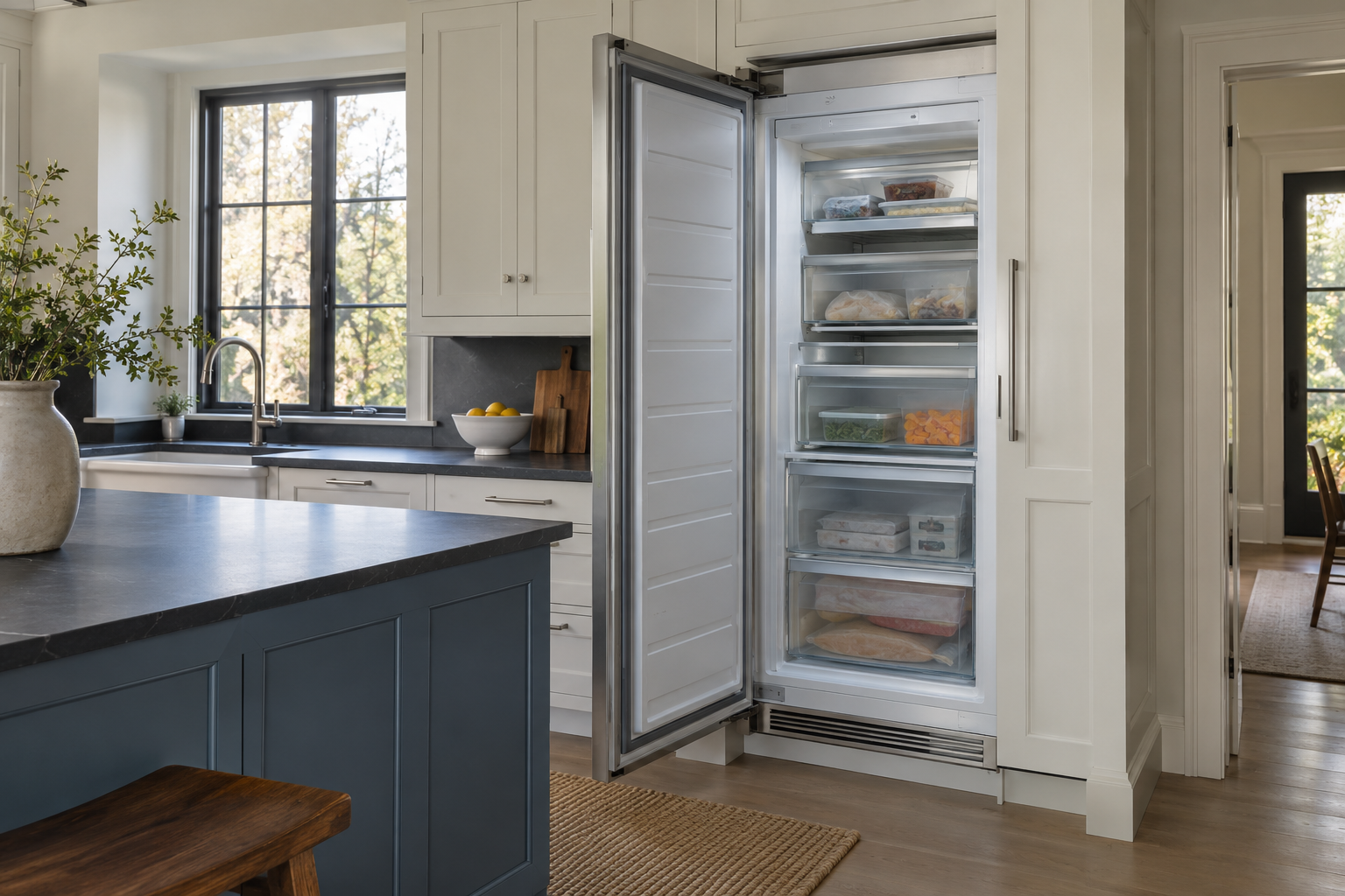 Illustrative Thermador freezer in a residential kitchen — AI image for Sub-Zero Repair Briarcliff Manor